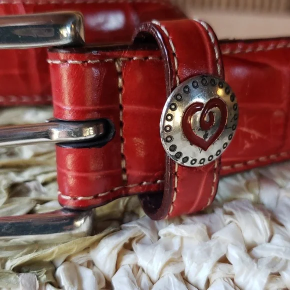 Vintage Brighton leather and fabric heart & B belt, size 30 - Picture 5 of 12